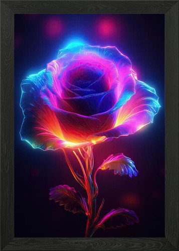Neon rose gerahmtes wandbild - rose,