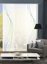 VISION S 3er-Set Schiebevorhänge HEIGHTS, halbtransparent, Höhe 260 cm, blau-grü