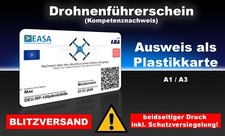 :: EU Drohnenführerschein A1/A3 Karte,Plastikkarte,Scheckkartenformat,Ausweis ::