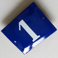 HAUSNUMMER 1 = Antikes Emailschild um 1935 TOP und RAR Haustür Türschild = FETT