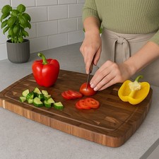 Schneidebrett Holztablett Akazie 46x36cm Holz Ablage Küche Kochen Serviertablet