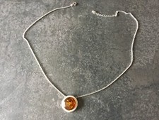 Natur-Bernstein Collier, Silber 925/000, Kette mit Anhänger, ca. 50cm