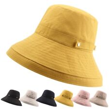 Fischerhut Damen Baumwolle Faltbar Große Breite Krempe Sonne Sommer Strand Kappe