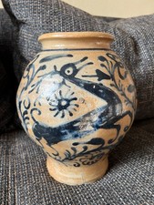 Antiker Steinzeug Topf bemalt