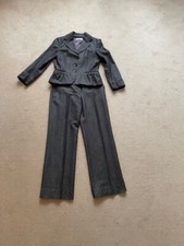 Laurèl Anzug Gr. DE 36 Damen Blazer Hose Suit Grau Braun Wolle Leinen