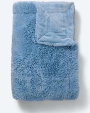 Edelzeit Eisbärfell- Optik Wendedecke Wohndecke XXL 170 x 220 cm  Blau