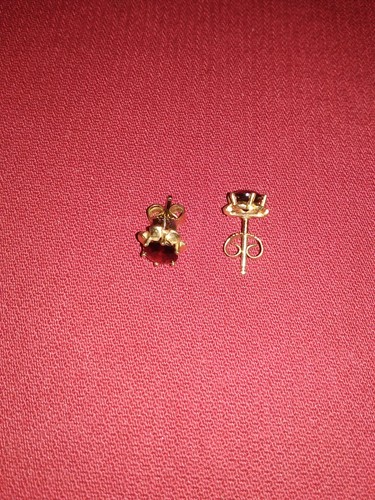 Goldohrringe 333 rote - , steine