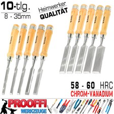 10x Profi Stechbeitel Schnitzmesser Stech Stemm Eisen Holz Beitel Set 8 - 35 mm