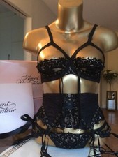 AGENT PROVOCATEUR Luxus Dessous SET BH String Tailliengurt Gr. 1 S 36 Waspie NEU