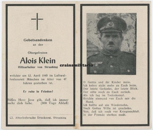 Orig sterbebild obergefreiter - orig.,