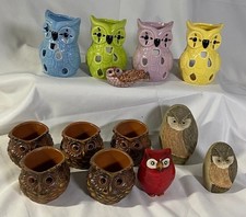 Sammlung Eulen Figuren Keramik Porzellan Deko bunt 13-tlg. Eulenfiguren Set