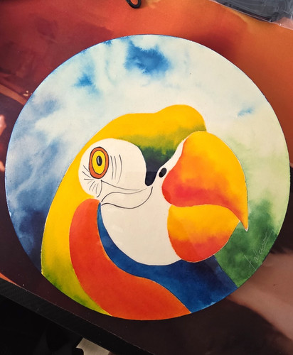 Rundes wandbild papagei motiv - wandbild,