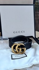 Gucci GG Marmont Gürtel | Schwarz mit Gold Schnalle | Größe 85