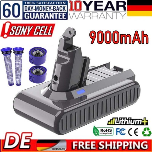 9000mah für dyson 6v - v6, 21.6v