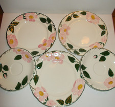 Villeroy & Boch Wildrose Porzellan Kuchenteller & Untertasse 5-teilig Top!