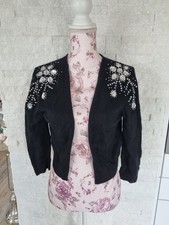 H&M Strick Bolero kurze Strickjacke Strasssteine Perlen Gr.M schwarz Top