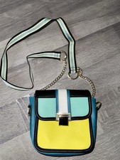 PROMOD Schultertasche Kleine Tasche in Blau Türkis Neongelb