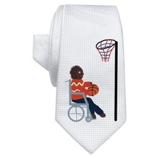 Weiße Krawatte/Krawatte "Netzball im Rollstuhl spielen" mit Geschenkbox (AT00017883)