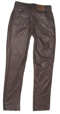 SUPER: " CHEVIREX " Herren- LEDERJEANS / Lederhose in schoko- braun W32"/ L35"