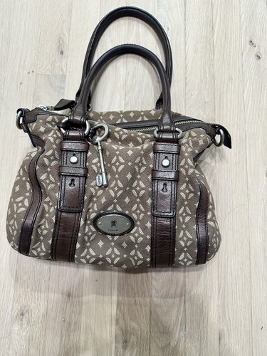 Vintage brown and cream fossil - cream,