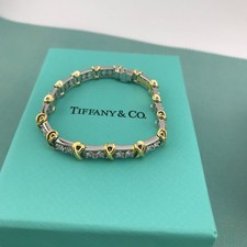 Authentische⭒Tiffany⭒Armband 18K Weißgold & Gelbgold mit verflochtenen Diamant