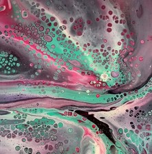 Abstrakt grün rosa acrylbild - abstrakt,