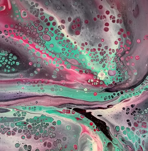 Abstrakt grün rosa acrylbild - grün,