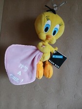 Warner Bros Sitzsack Tweety Vogel 8 Zoll H It's a Girl Decke Plüschtier Kuscheltier mit Etikett