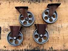 4 Gussräder 125mm Möbelräder Bock-/Lenk-Rollen Retro Vintage Industrial Design