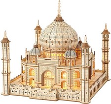 3D Holz Taj Mahal Puzzle mit LED-Licht, DIY Architektur Modell Kit, 388 Teile