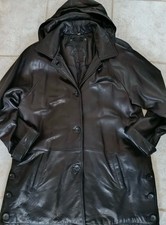 Nappa Leder Jacke/Mantel  mit Kapuze schwarz Größe 38/40/42