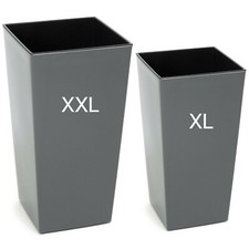 Blumenkübel Anthrazit SET 2: XL (H:57cm) XXL (H:67cm) Blumentopf Eckig Hochglanz