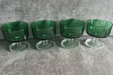 Vintage Luminarc Cavalier 4x Grün Glas Sorbet Eis Dessert Geschirr Schüsseln