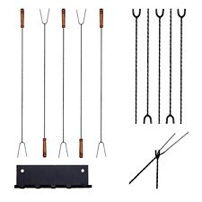 Grillspieß 5er Set, 120cm extra lang, Zubehör Set, Aufhänger, Lagerfeuer-Spieße.