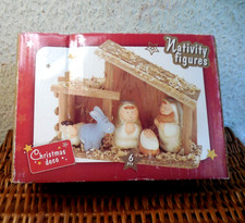 Vintage Christmas Deco Nativity Set Weihnachtskrippe Miniature  NEU OVP Keramik.