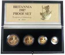 Elizabeth II 1987 Britannia 4 Münzen Gold Proof Set, Erstausgabejahr