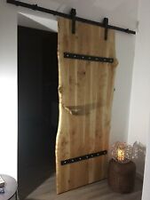 SCHIEBETÜR Innentür Vollholz mit Baumkante Rustikal  Inkl. Schienensystem