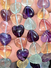 Fluorit Perlen Herz Herzen Mit Loch 25 Stück 9-10mm Edelstein Kristall Heilstein