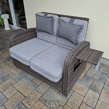 Rattan Lounge Set Braun Grau