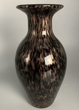 Glas Vase; Schwarz m. Goldenen