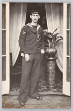 RPPC Royal Navy Sailor, HMS MAJESTIC, Sunk at Gallipoli 1915, WWI Era