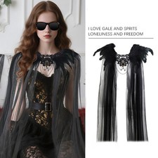 Halloween Schwarzer Umhang Mit Federkragen Für Cosplay, Burlesque