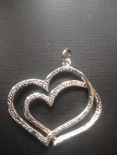 Silber Anhanger Zwei Herzen  925