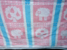 DDR Kinder Badetuch Frottee VEB Frottana  Schafe, Haus Schäfchen 88x90cm