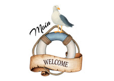 Möwe/Rettungsring Maritim Aufkleber Auto WOMO-Wandtattoo Wetterfest-UV Beständig