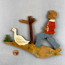 Niedersachsen Kunst Hans mit Glück-Wegweiser Deko Figur Antikes Märchen-Holzbild