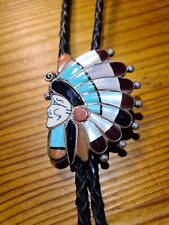 Westernkravatte / Bolo Tie 925er Sterling Silber mit Mosaikinlay