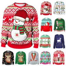 Damen Lustige Ugly Sweater Weihnachten Pullover Sweatshirt Langarm Pulli  Herren