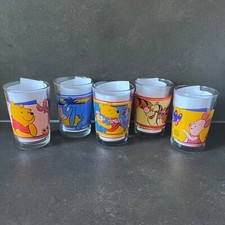 5 x Disney Winnie Pooh Glas Gläser Tigger Esel I-Ah Ferkelchen Schwein Sammler