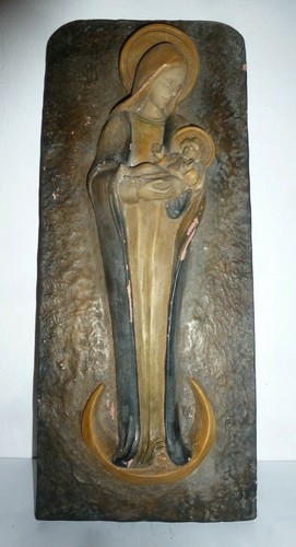 Madonna gips platte antik - madonna,